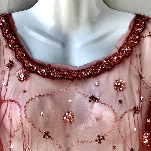 Free People Sheer Crop Tee W Copper Embroidery, XS - Picture 6 of 8